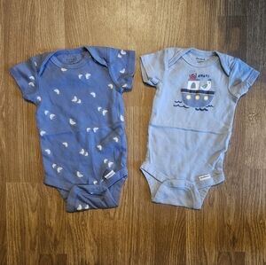 Gerber's Blue and Light Blue Sailboat Bodysuits